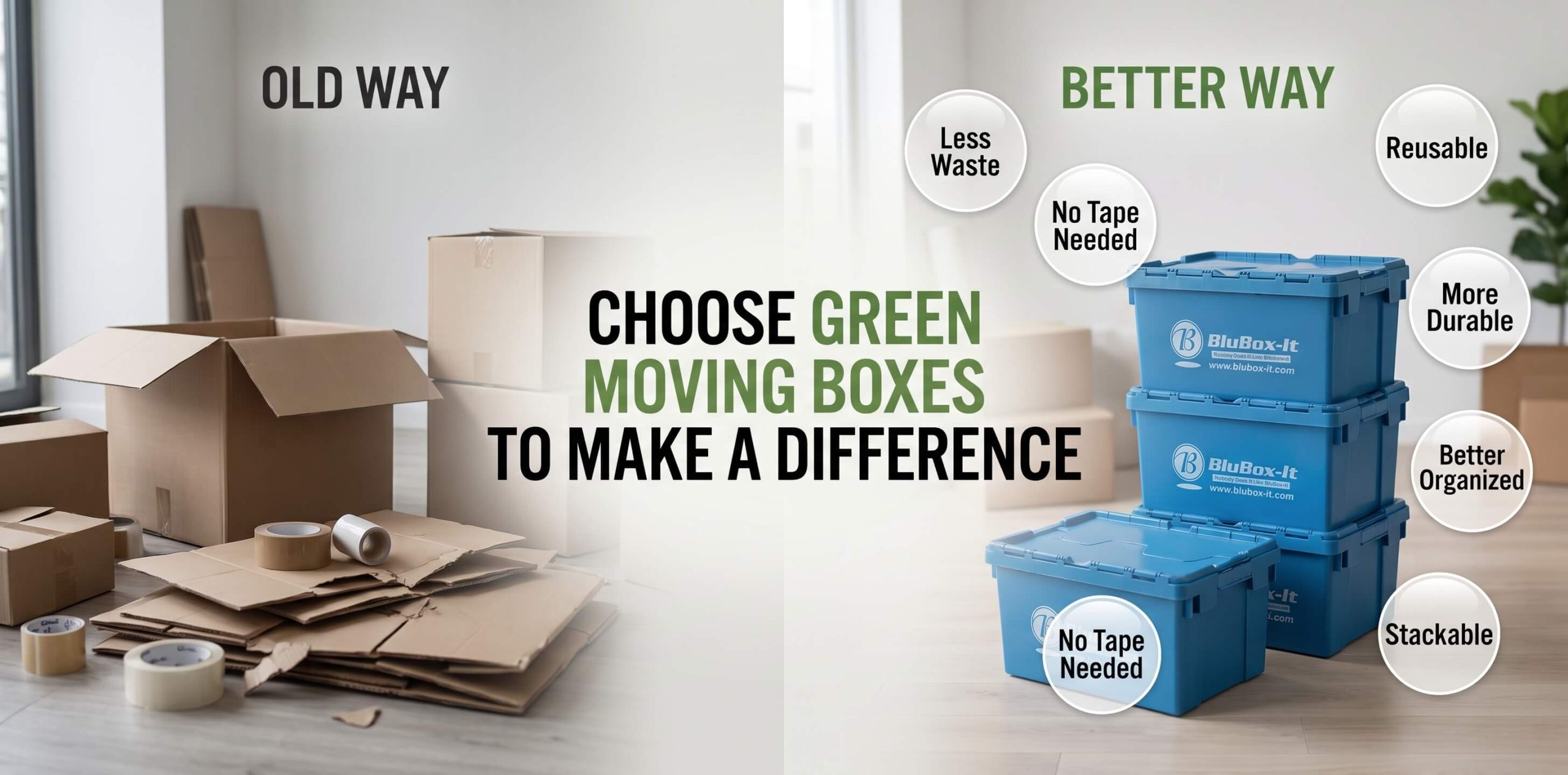 green moving boxes